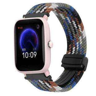 For Amazfit Pop Pro Magnetic Buckle 20mm Braided Watch Band(Denim Colorful)