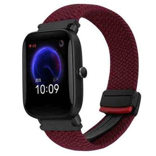 For Amazfit Pop Magnetic Buckle 20mm Braided Watch Band(Wine Red)