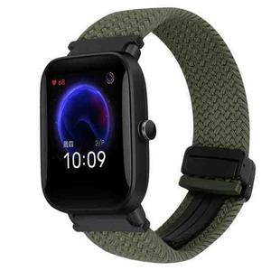 For Amazfit Pop Magnetic Buckle 20mm Braided Watch Band(Olive Green)