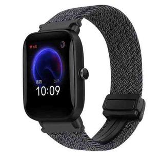 For Amazfit Pop Magnetic Buckle 20mm Braided Watch Band(Graphite Black)