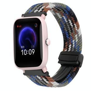 For Amazfit Bip U Magnetic Buckle 20mm Braided Watch Band(Denim Colorful)