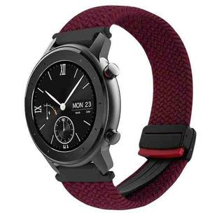 For Amazfit GTR 42mm Magnetic Buckle 20mm Braided Watch Band(Wine Red)