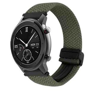 For Amazfit GTR 42mm Magnetic Buckle 20mm Braided Watch Band(Olive Green)