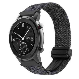 For Amazfit GTR 42mm Magnetic Buckle 20mm Braided Watch Band(Graphite Black)