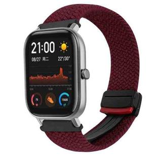 For Amazfit GTS Magnetic Buckle 20mm Braided Watch Band(Wine Red)