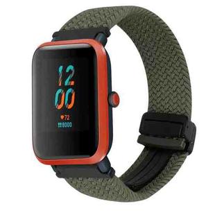 For Amazfit Bip Magnetic Buckle 20mm Braided Watch Band(Olive Green)