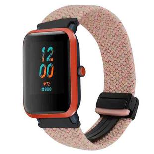 For Amazfit Bip Magnetic Buckle 20mm Braided Watch Band(Starlight Pink)