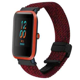 For Amazfit Bip S Magnetic Buckle 20mm Braided Watch Band(Black Sand Red)