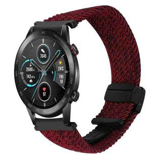 For Honor Magic Watch 2 42mm 20mm Magnetic Buckle Braided Watch Band(Black Sand Red)