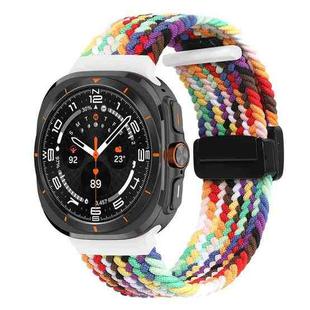 For Samsung Galaxy Watch Ultra 47mm Fold Magnetic Buckle Braided Watch Band(Rainbow)