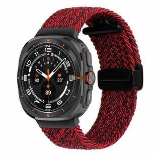 For Samsung Galaxy Watch Ultra 47mm Fold Magnetic Buckle Braided Watch Band(Black Sand Red)