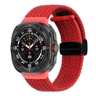 For Samsung Galaxy Watch Ultra 47mm Fold Magnetic Buckle Braided Watch Band(Red)