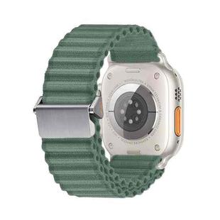 For Apple Watch Series 3 38mm Off Road Magnetic Buckle Braided Nylon Watch Band(Army Green)