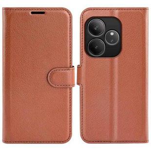 For Realme GT 6 5G Litchi Texture Horizontal Flip Leather Phone Case with Holder(Brown)