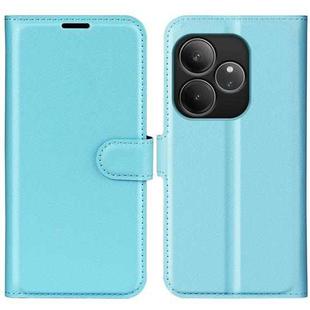 For Realme GT 6 5G Litchi Texture Horizontal Flip Leather Phone Case with Holder(Blue)