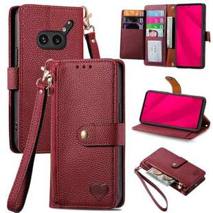 For Nothing Phone 2a Plus Love Zipper Lanyard Leather Phone Case(Red)