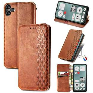 For Nothing CMF Phone 1 Cubic Grid Pressed Magnetic Leather Phone Case(Brown)