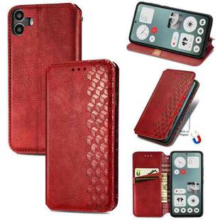 For Nothing CMF Phone 1 Cubic Grid Pressed Magnetic Leather Phone Case(Red)