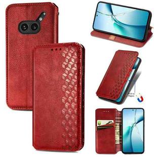 For Nothing Phone 2a Plus Cubic Grid Pressed Magnetic Leather Phone Case(Red)