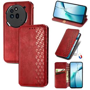 For Nothing Phone 3a Cubic Grid Pressed Magnetic Leather Phone Case(Red)