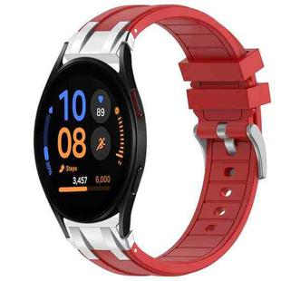 For Samsung Galaxy Watch FE 40mm 20mm Quick Release Silver Buckle Royal Silicone Watch Band(Red)