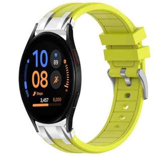 For Samsung Galaxy Watch FE 40mm 20mm Quick Release Silver Buckle Royal Silicone Watch Band(Vital Yellow)