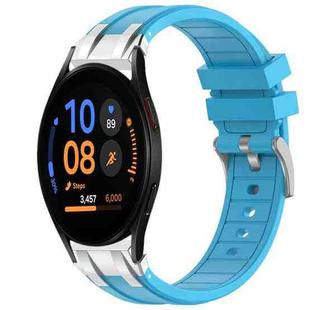 For Samsung Galaxy Watch FE 40mm 20mm Quick Release Silver Buckle Royal Silicone Watch Band(Sky Blue)