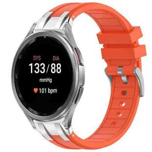 For Samsung Galaxy Watch 7 40 / 44mm 20mm Quick Release Silver Buckle Royal Silicone Watch Band(Orange)