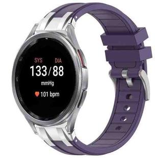 For Samsung Galaxy Watch 7 40 / 44mm 20mm Quick Release Silver Buckle Royal Silicone Watch Band(Purple)