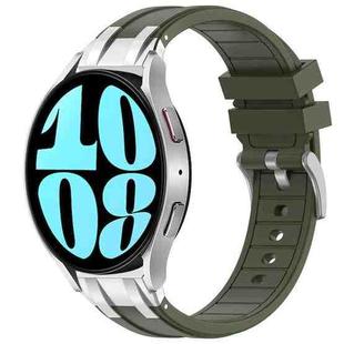 For Samsung Galaxy Watch 6 40 / 44mm 20mm Quick Release Silver Buckle Royal Silicone Watch Band(Olive Green)