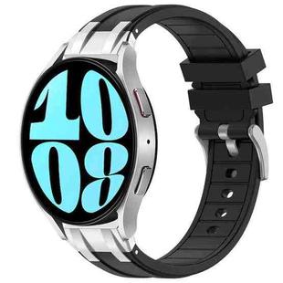 For Samsung Galaxy Watch 6 40 / 44mm 20mm Quick Release Silver Buckle Royal Silicone Watch Band(Black)