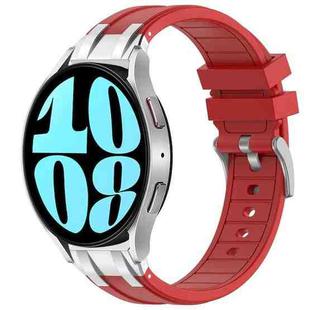 For Samsung Galaxy Watch 6 40 / 44mm 20mm Quick Release Silver Buckle Royal Silicone Watch Band(Red)