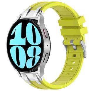 For Samsung Galaxy Watch 6 40 / 44mm 20mm Quick Release Silver Buckle Royal Silicone Watch Band(Vital Yellow)