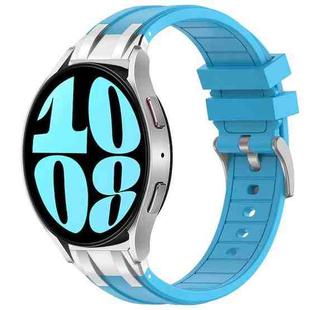 For Samsung Galaxy Watch 6 40 / 44mm 20mm Quick Release Silver Buckle Royal Silicone Watch Band(Sky Blue)