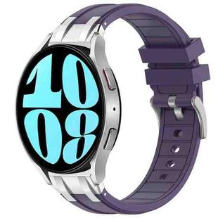 For Samsung Galaxy Watch 6 40 / 44mm 20mm Quick Release Silver Buckle Royal Silicone Watch Band(Purple)