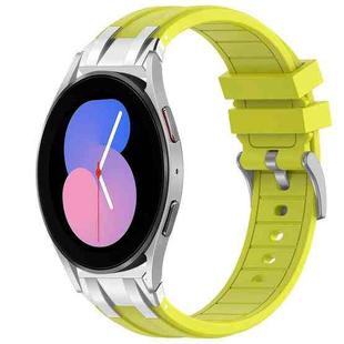 For Samsung Galaxy Watch 5 40 / 44mm 20mm Quick Release Silver Buckle Royal Silicone Watch Band(Vital Yellow)