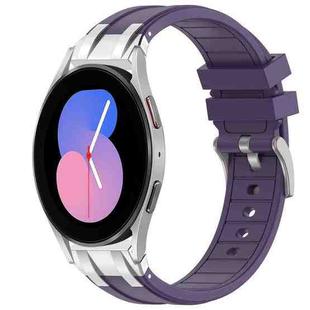 For Samsung Galaxy Watch 5 40 / 44mm 20mm Quick Release Silver Buckle Royal Silicone Watch Band(Purple)