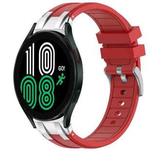 For Samsung Galaxy Watch 4 40 / 44mm 20mm Quick Release Silver Buckle Royal Silicone Watch Band(Red)