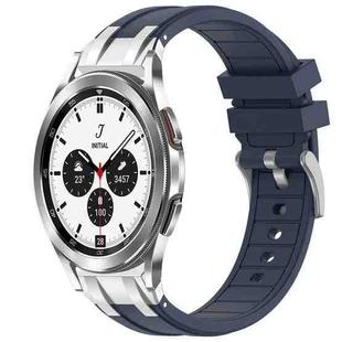 For Samsung Galaxy Watch 4 Classic 42 / 46mm 20mm Quick Release Silver Buckle Royal Silicone Watch Band(Navy Blue)