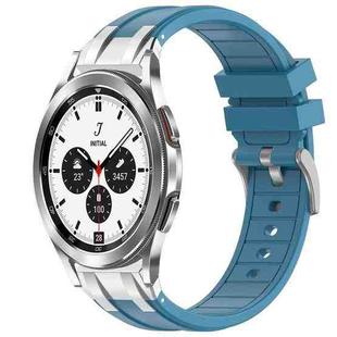 For Samsung Galaxy Watch 4 Classic 42 / 46mm 20mm Quick Release Silver Buckle Royal Silicone Watch Band(Sea Blue)