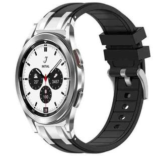 For Samsung Galaxy Watch 4 Classic 42 / 46mm 20mm Quick Release Silver Buckle Royal Silicone Watch Band(Black)