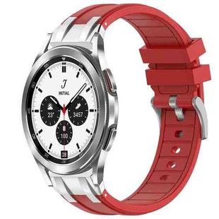 For Samsung Galaxy Watch 4 Classic 42 / 46mm 20mm Quick Release Silver Buckle Royal Silicone Watch Band(Red)