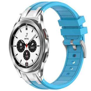 For Samsung Galaxy Watch 4 Classic 42 / 46mm 20mm Quick Release Silver Buckle Royal Silicone Watch Band(Sky Blue)