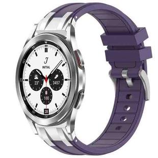 For Samsung Galaxy Watch 4 Classic 42 / 46mm 20mm Quick Release Silver Buckle Royal Silicone Watch Band(Purple)