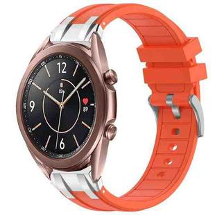 For Samsung Galaxy Watch3 41mm 20mm Quick Release Silver Buckle Royal Silicone Watch Band(Orange)