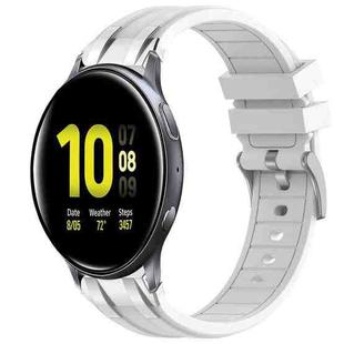 For Samsung Galaxy Watch Active 2 20mm Quick Release Silver Buckle Royal Silicone Watch Band(White)