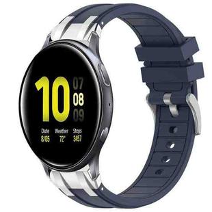 For Samsung Galaxy Watch Active 2 20mm Quick Release Silver Buckle Royal Silicone Watch Band(Navy Blue)