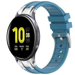 For Samsung Galaxy Watch Active 2 20mm Quick Release Silver Buckle Royal Silicone Watch Band(Sea Blue)