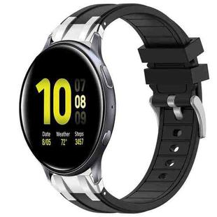 For Samsung Galaxy Watch Active 2 20mm Quick Release Silver Buckle Royal Silicone Watch Band(Black)