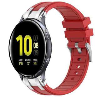 For Samsung Galaxy Watch Active 2 20mm Quick Release Silver Buckle Royal Silicone Watch Band(Red)